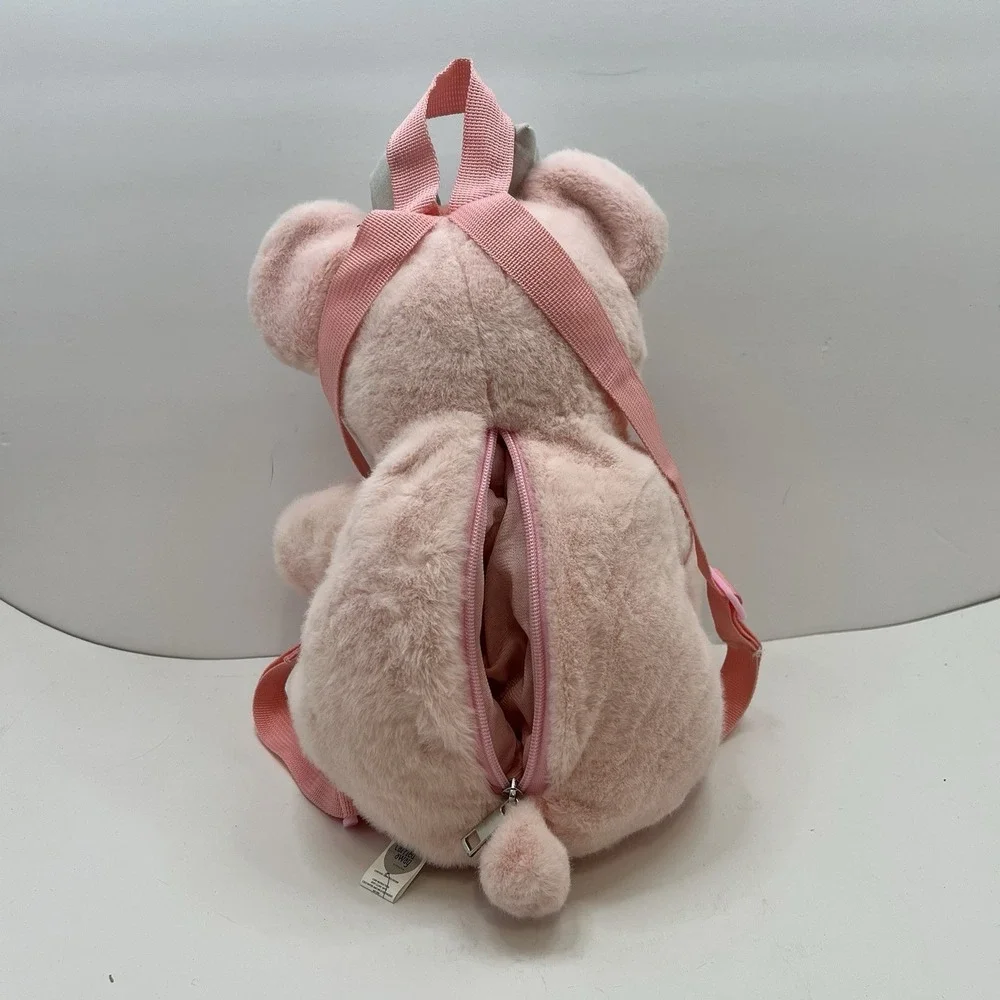 Pink Plush Teddy Bear Back Pack Purse Adjustable Straps Children's Size